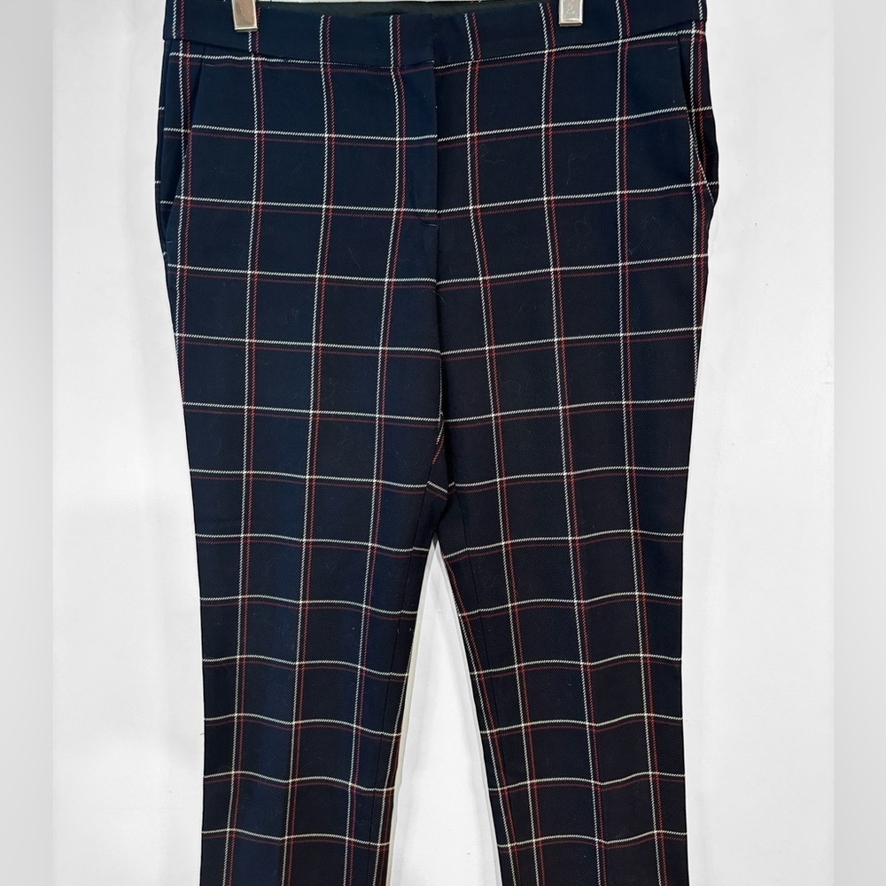 Ann Taylor window pane plaid black/cream/red ankle pants size 10